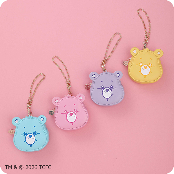 Care Bearsのフェイス型ダイカットポーチ（カラフルな4色展開）