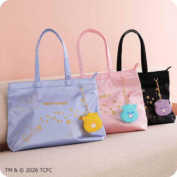 Care Bearsのトートバッグ（ゴールドプリント、ブルー・ピンク・ブラック）